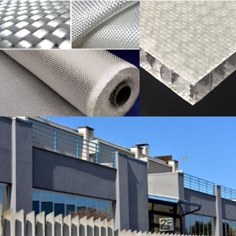 Esempi di pannelli in materiali compositi e sede dell’azienda 2Gamma