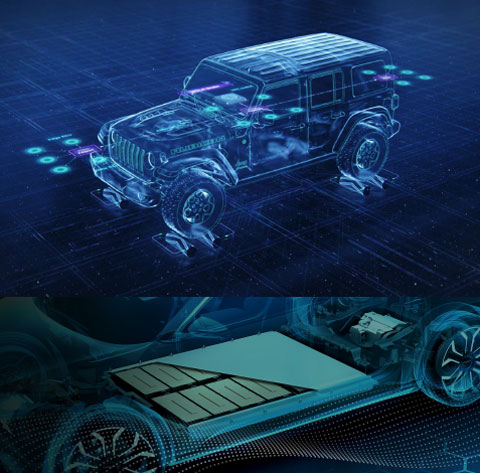 Progetti di automobili del CRF – Centro Ricerche Fiat di Stellantis con effetti grafici avveniristici